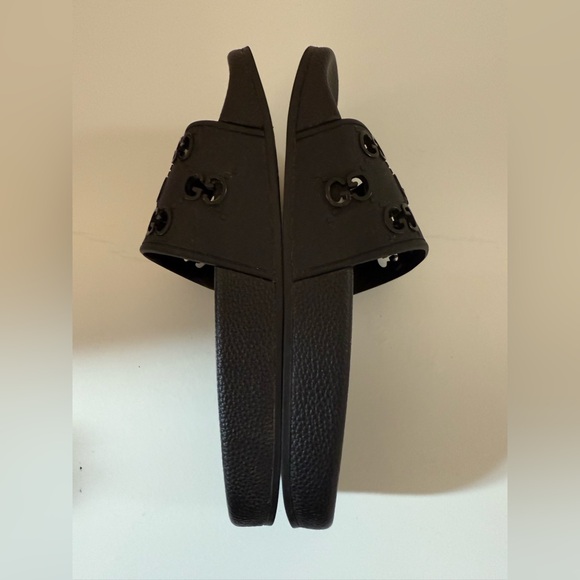 Gucci Black Logo Slide Slippers Size 39 - Picture 6 of 11